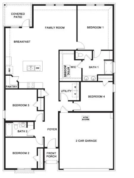 2D floor plan layout for the Cali by D.R. Horton in Audra Oaks, Denton, TX (Image 4).