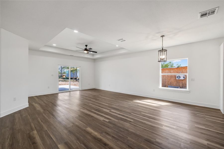 Open concept living and dining area
