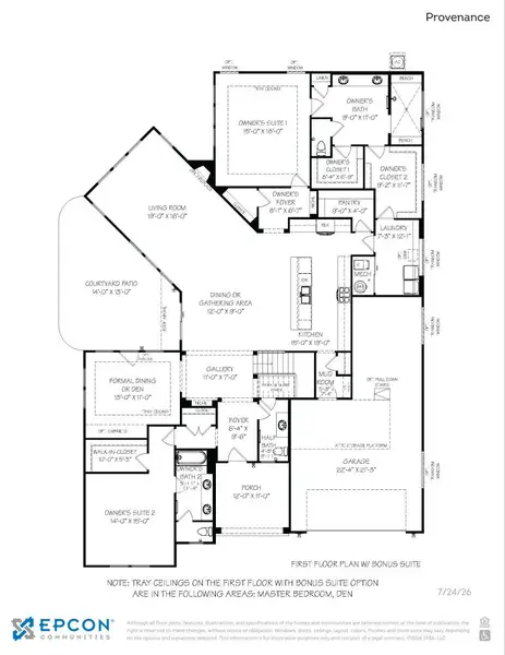2D floor plan layout for the Provenance by Epcon Communities in The Courtyards at Redbud Lane, Holly Springs, GA (Image 27).