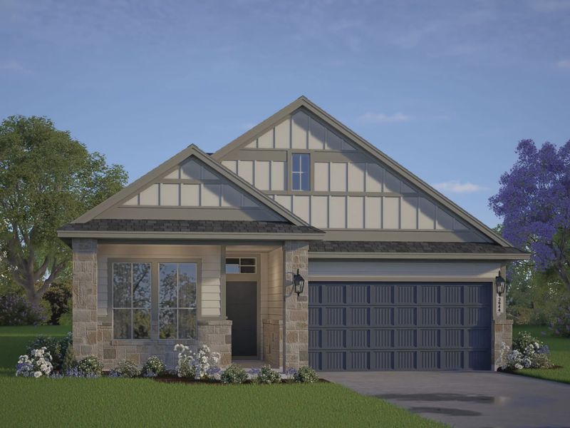 Representative exterior photo of a completed home built from the Aubrey by Chesmar Homes in Beacon Point 45', Texas City, TX (Image 32).