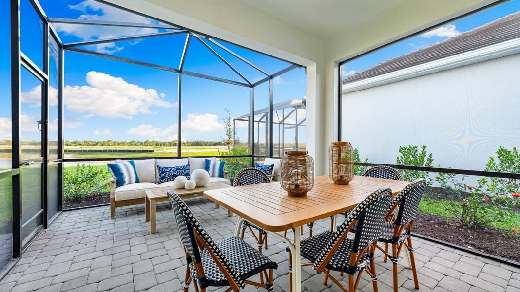 Exterior details and patio area of a home in Esplanade at Starling, Punta Gorda (Image 2). Exterior details and patio area of a home in Esplanade at Starling, Punta Gorda (Image 2).