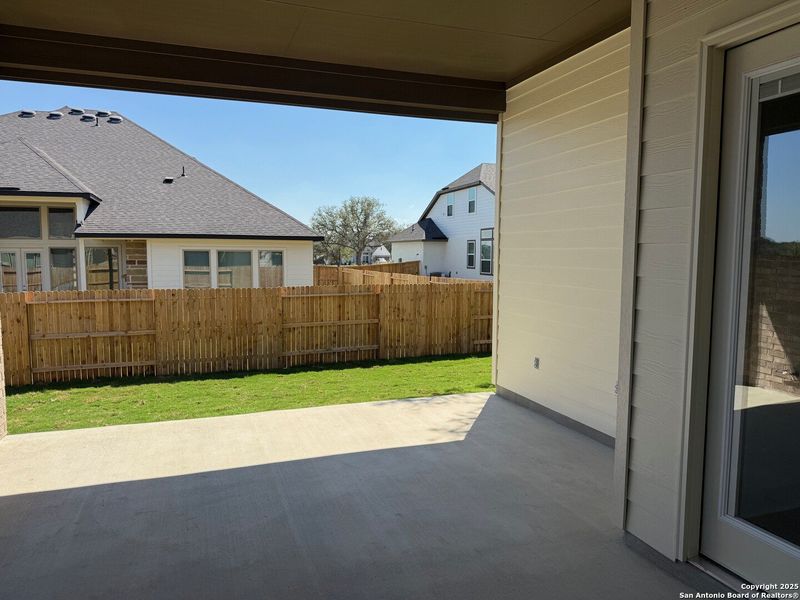 Exterior details and patio area of a home in Mesa Western, Cibolo (Image 2).