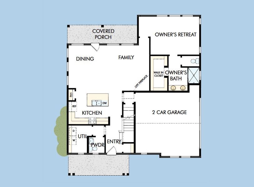 2D floor plan layout for the The Bartley by David Weekley Homes in Walsh Gardens, Aledo, TX (Image 3).