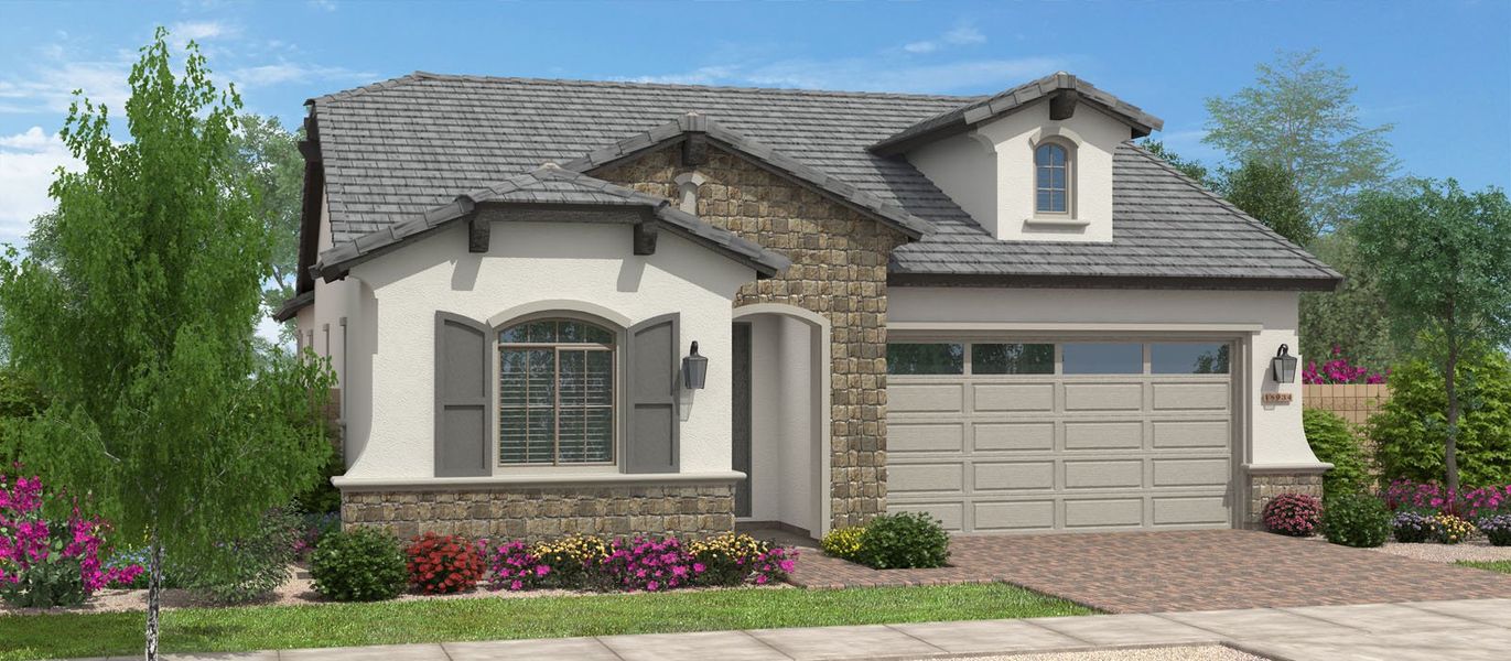 Representative exterior photo of a completed home built from the Lassen by Fulton Homes in Cascades at Prasada, Surprise, AZ (Image 4).