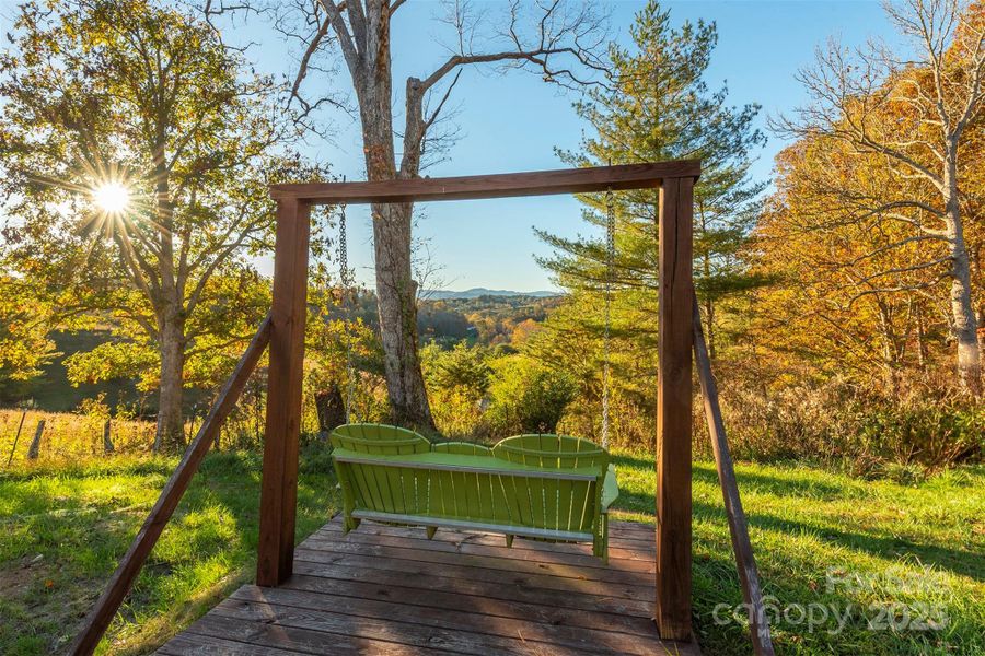 Relaxing Swing Overlooks the Mountains