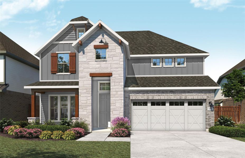 Front exterior of a new home in , Elgin, TX, highlighting curb appeal (Image 1). Front exterior of a new home in , Elgin, TX, highlighting curb appeal (Image 1).
