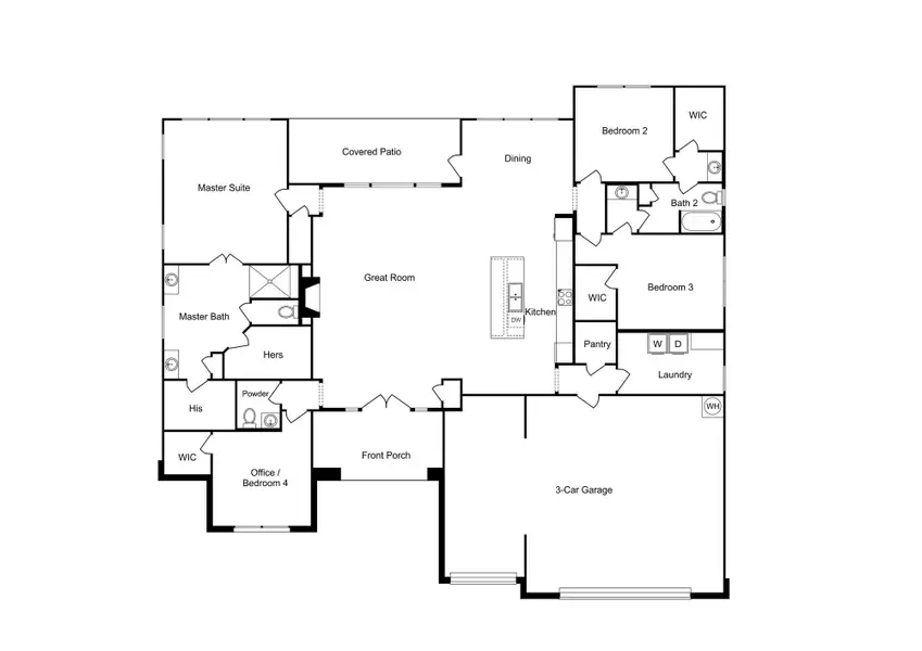 2D floor plan layout for the The Blackjack by Joseph Creek Homes in Country Village Estates, Castroville, TX (Image 4). 2D floor plan layout for the The Blackjack by Joseph Creek Homes in Country Village Estates, Castroville, TX (Image 4).