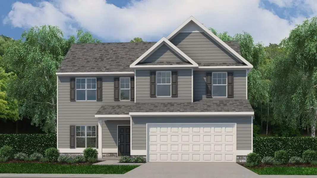 Front exterior of a new home in Creekside Landing, Dallas, GA, highlighting curb appeal (Image 24).