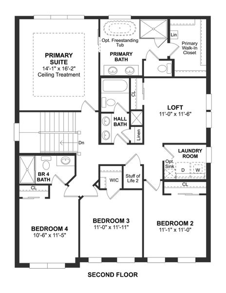 2D floor plan layout for the Positano III by K. Hovnanian® Homes in Parkside, Royal Palm Beach, FL (Image 4).
