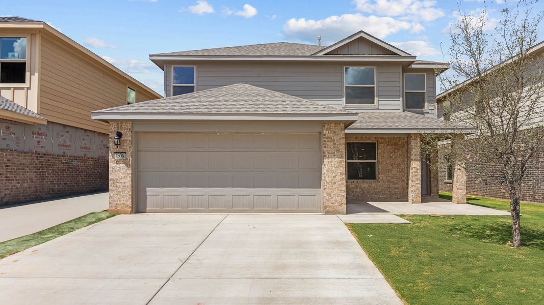 Representative exterior photo of a completed home built from the The Jayde by D.R. Horton in Overlook West, Wolfforth, TX (Image 1). Representative exterior photo of a completed home built from the The Jayde by D.R. Horton in Overlook West, Wolfforth, TX (Image 1).