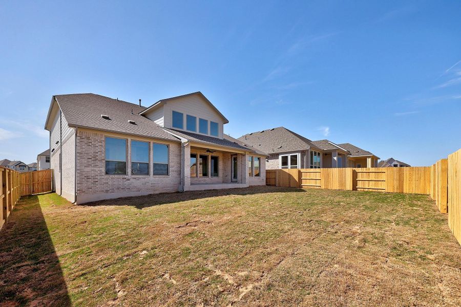 Exterior details and patio area of a home in Flora - 60', Hutto (Image 22).
