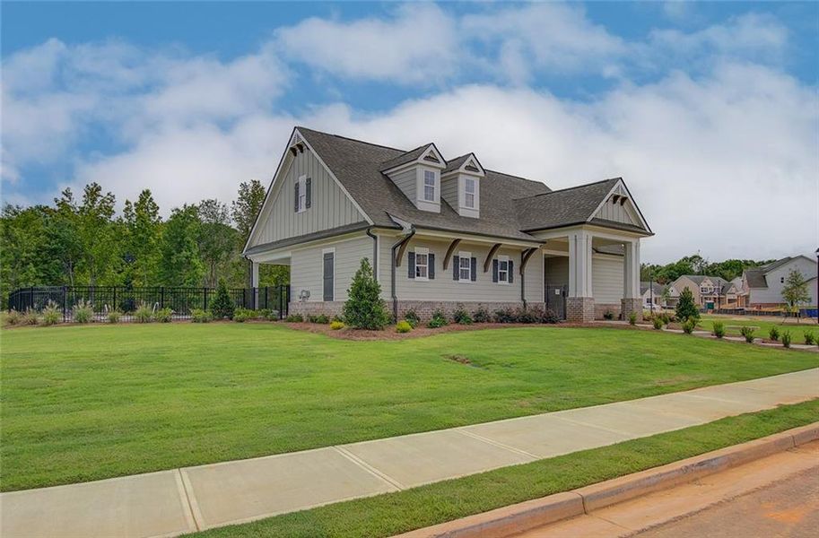 Front exterior of a new home in Rosewood Lake Estates, Hoschton, GA, highlighting curb appeal (Image 22).