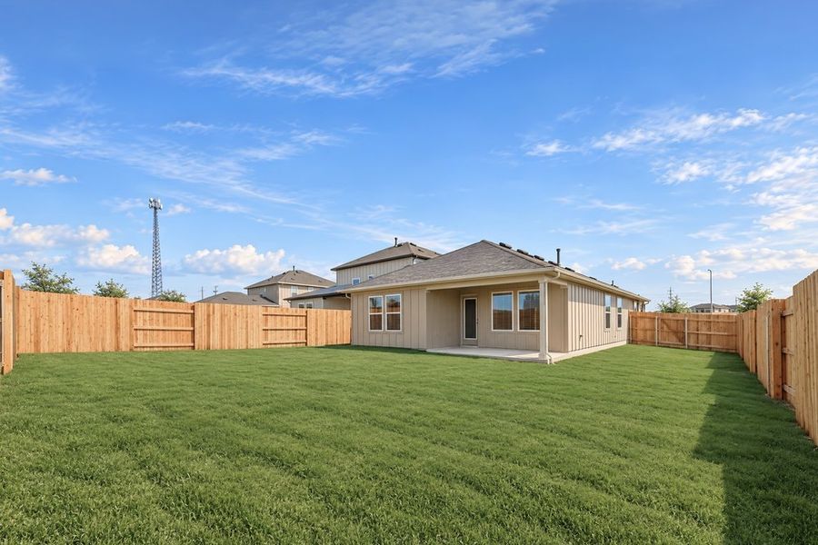 Exterior details and patio area of a home in Sunfield, Buda (Image 17).