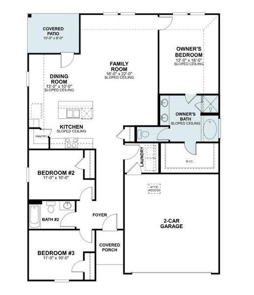 2D floor plan layout of this home in Cascades at Onion Creek, Austin, TX (Image 5). 2D floor plan layout of this home in Cascades at Onion Creek, Austin, TX (Image 5).