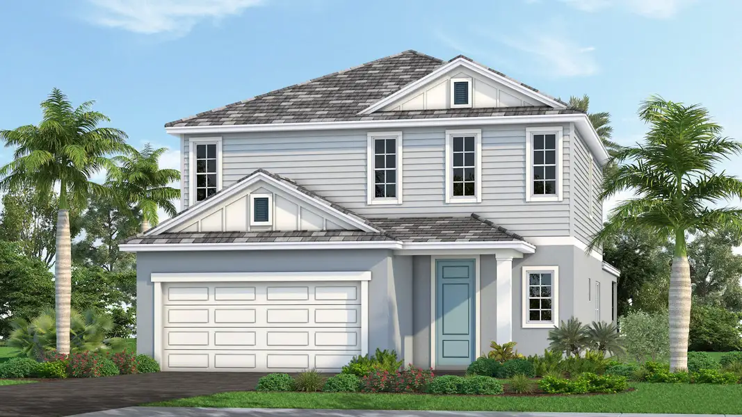 Front exterior of a new home in Palmera, Venice, FL, highlighting curb appeal (Image 1). Front exterior of a new home in Palmera, Venice, FL, highlighting curb appeal (Image 1).