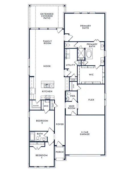 2D floor plan layout of this home in Parkmont – Timberbrook, Justin, TX (Image 3). 2D floor plan layout of this home in Parkmont – Timberbrook, Justin, TX (Image 3).