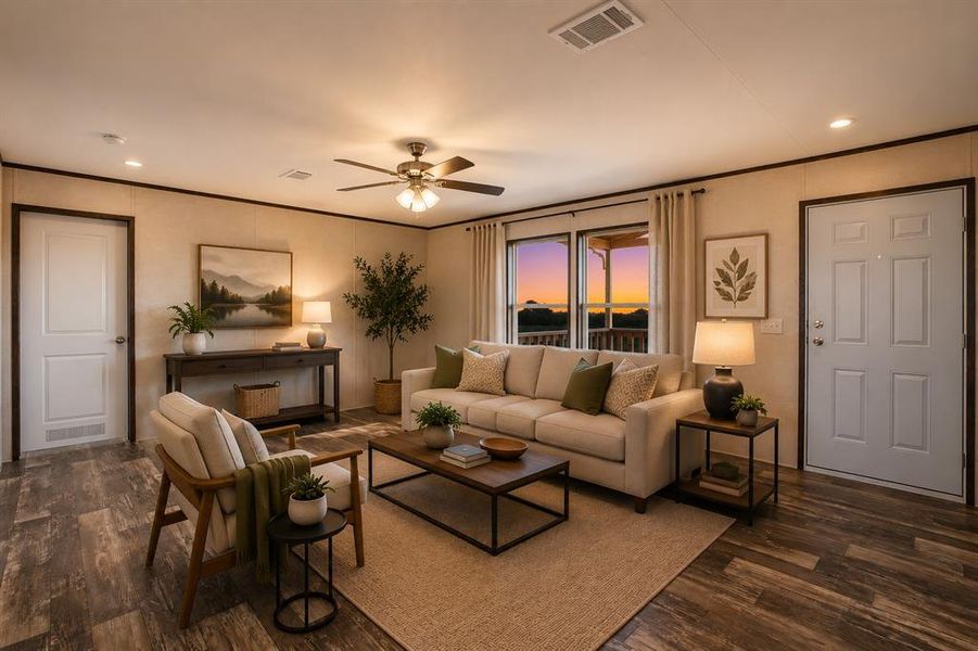 Furnished interior view inside a new home in , Sunset (Image 17). Furnished interior view inside a new home in , Sunset (Image 17).