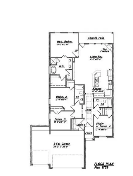2D floor plan layout of this home in River Ranch, Dayton, TX (Image 3).