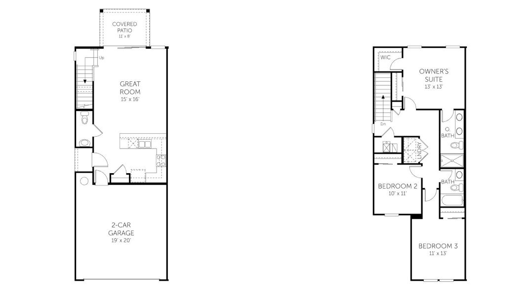 2D floor plan layout for the Wingate - Townhomes by Dream Finders Homes in Brook Forest, St. Augustine, FL (Image 5). 2D floor plan layout for the Wingate - Townhomes by Dream Finders Homes in Brook Forest, St. Augustine, FL (Image 5).