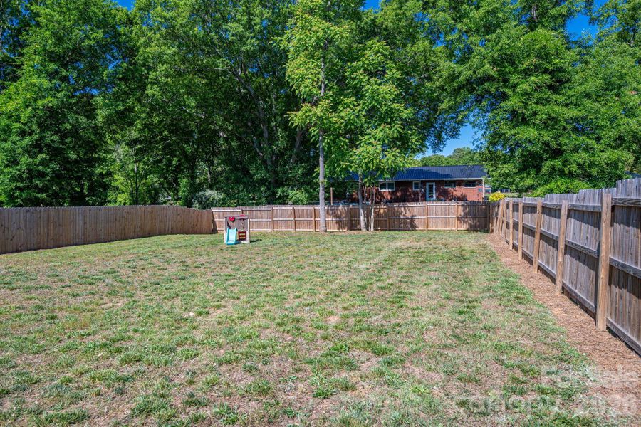 completely fenced backyard