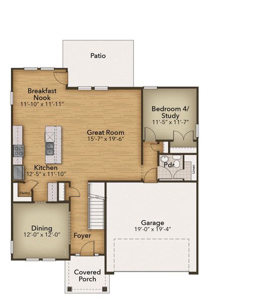 2D floor plan layout for the The Concerto by Chesapeake Homes in Highgate, Clayton, NC (Image 4). 2D floor plan layout for the The Concerto by Chesapeake Homes in Highgate, Clayton, NC (Image 4).