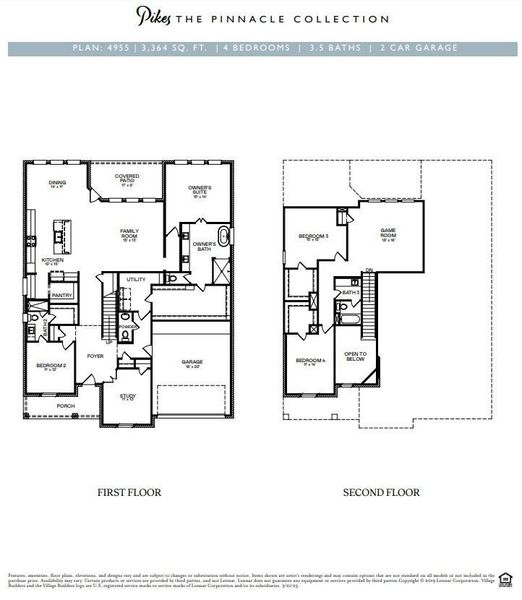 2D floor plan layout of this home in Jordan Ranch: Pinnacle Collection, Fulshear, TX (Image 2).