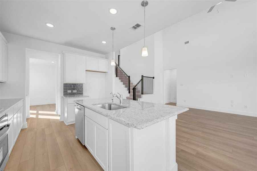 Furnished interior view inside a new home in Lily Creek at Sutton Fields, Aubrey (Image 12). Furnished interior view inside a new home in Lily Creek at Sutton Fields, Aubrey (Image 12).