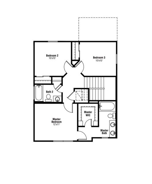 2D floor plan layout for the Daisy by Scott Felder Homes in Mayfair, New Braunfels, TX (Image 3).