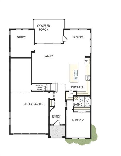 2D floor plan layout of this home in Maple Grove at Towne Lake, Woodstock, GA (Image 3).