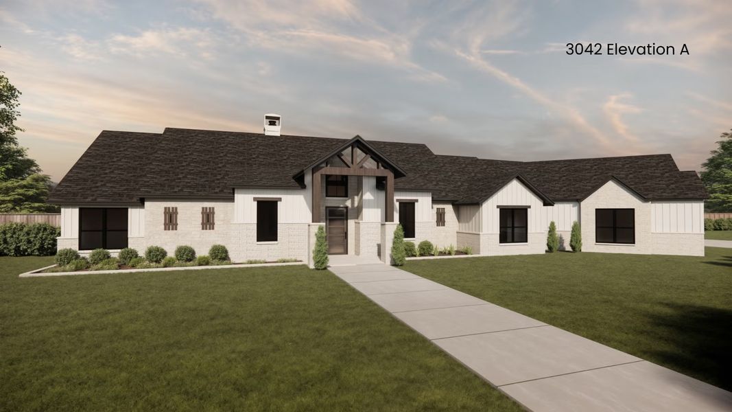 Representative exterior photo of a completed home built from the 3042 by Faircroft Homes in Arborwood, Waller, TX (Image 13).