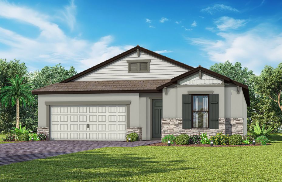 Representative exterior photo of a completed home built from the Palmary by Del Webb in Del Webb Naples, Ave Maria, FL (Image 26).