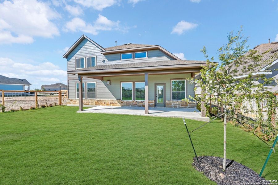 Exterior details and patio area of a home in The Crossvine 55’, Schertz (Image 25).