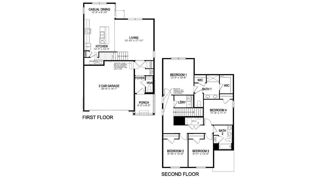 2D floor plan layout for the Pine by D.R. Horton in Tailholt, Severance, CO (Image 3).
