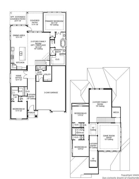 2D floor plan layout of this home in Briggs Ranch 50', San Antonio, TX (Image 2).