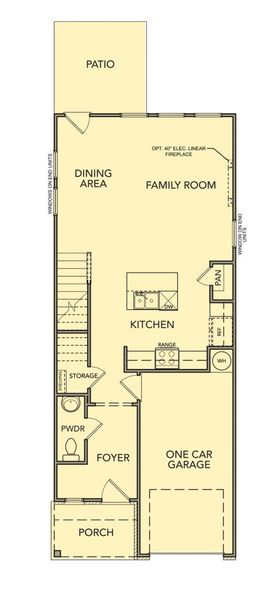 2D floor plan layout for the Crape Myrtle by Kerley Family Homes in Village Green, Adairsville, GA (Image 3).
