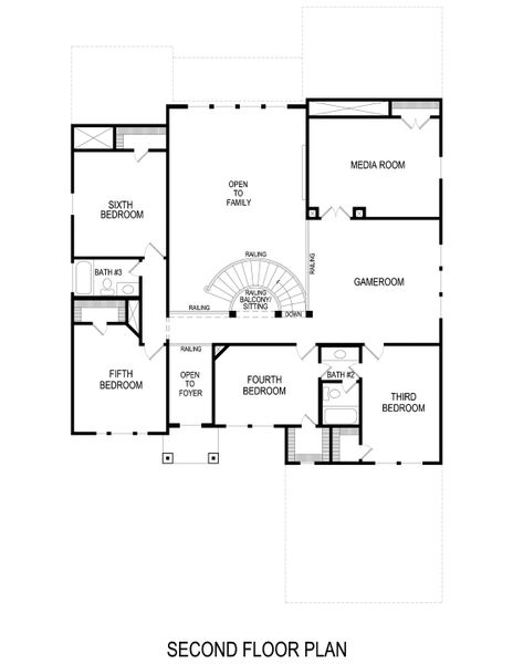 2D floor plan layout for the Crestwood 2FSW by First Texas Homes in Cambridge Estates, Prosper, TX (Image 5). 2D floor plan layout for the Crestwood 2FSW by First Texas Homes in Cambridge Estates, Prosper, TX (Image 5).