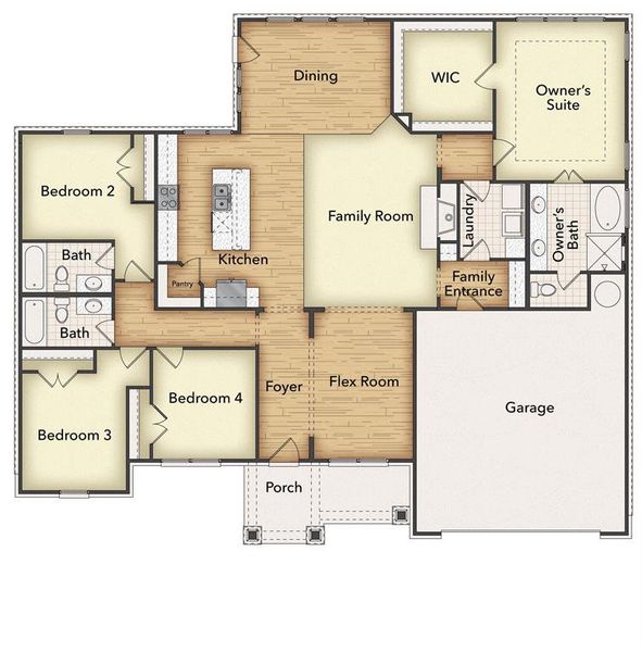 2D floor plan layout of this home in Clear Sky Addition, Valley View, TX (Image 3).