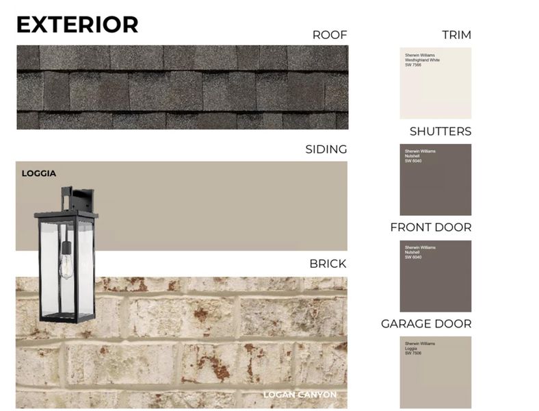 Exterior Finish Selections. Detailing the material and color specifications for the property's exterior elements Exterior Finish Selections. Detailing the material and color specifications for the property's exterior elements
