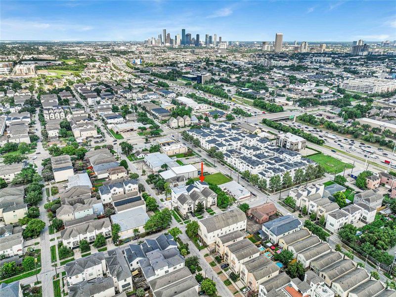 You can see the Houston downtown skyline from your rooftop terrace.