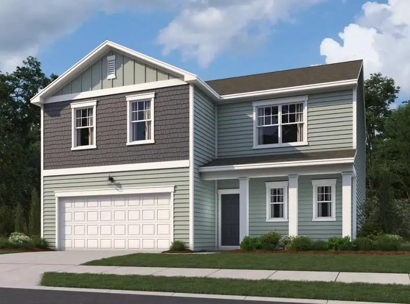 Front exterior of a new home in Crescent Pointe, Carrollton, GA, highlighting curb appeal (Image 1). Front exterior of a new home in Crescent Pointe, Carrollton, GA, highlighting curb appeal (Image 1).