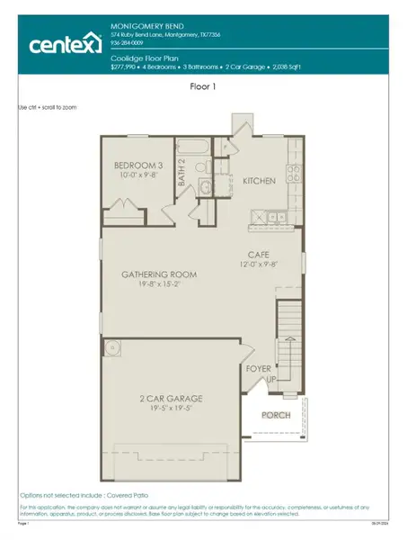 2D floor plan layout of this home in Montgomery Bend, Montgomery, TX (Image 3).