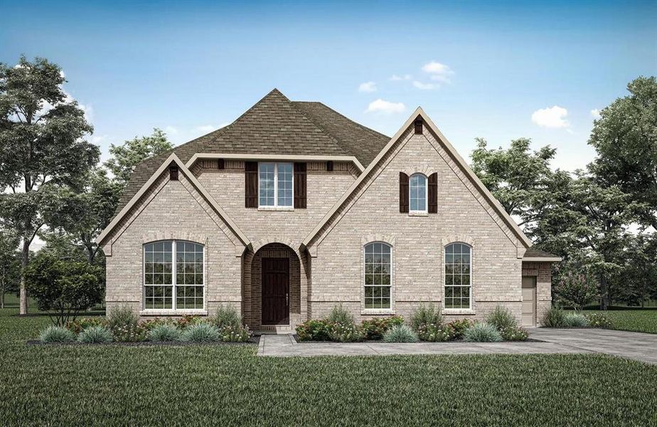 Front exterior of a new home in Hillstead, Lavon, TX, highlighting curb appeal (Image 4). Front exterior of a new home in Hillstead, Lavon, TX, highlighting curb appeal (Image 4).