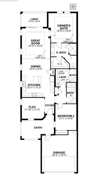 2D floor plan layout for the Topaz by M/I Homes in Villas at SeaFlower, Bradenton, FL (Image 4).