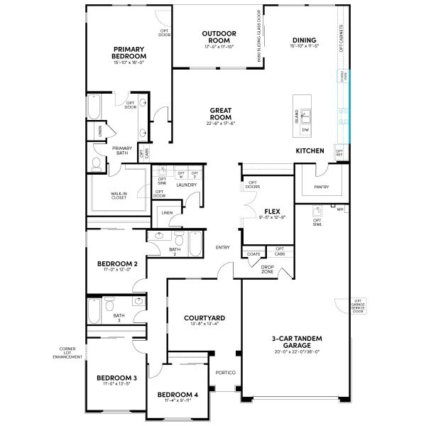 2D floor plan layout for the Solstice by Brookfield Residential in Mariposa at Blossom Rock, Apache Junction, AZ (Image 7).