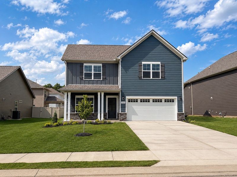 Front exterior of a new home in Salem Landing, Rockvale, TN, highlighting curb appeal (Image 1). Front exterior of a new home in Salem Landing, Rockvale, TN, highlighting curb appeal (Image 1).
