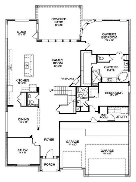 2D floor plan layout of this home in Bridgeland, Cypress, TX (Image 3).