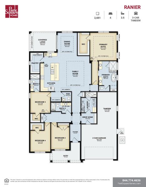 2D floor plan layout for the Ranier by Park Square Residential in The Sanctuary at Seaire, Parrish, FL (Image 3). 2D floor plan layout for the Ranier by Park Square Residential in The Sanctuary at Seaire, Parrish, FL (Image 3).