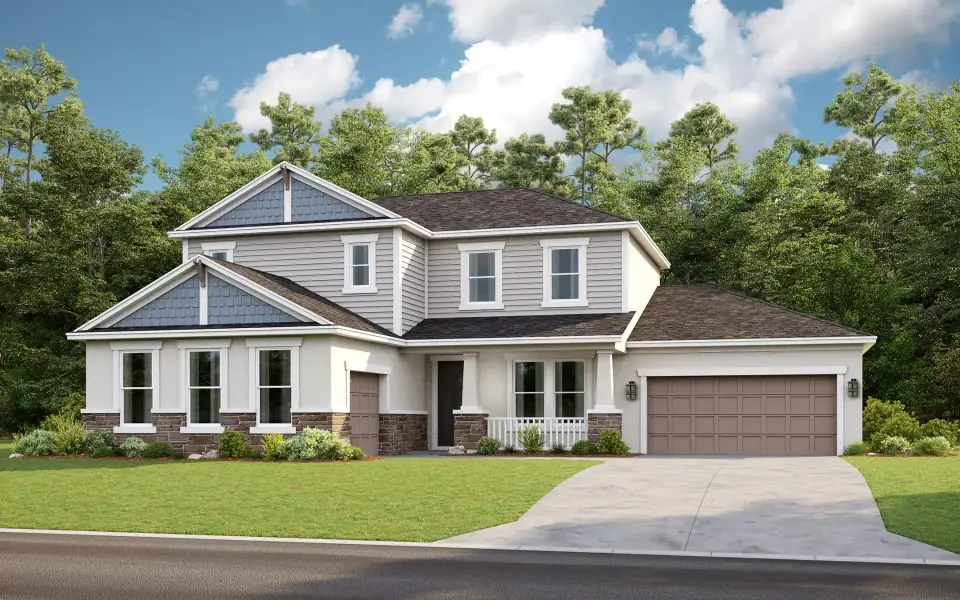 Representative exterior photo of a completed home built from the Anna Marie by Taylor Morrison in Hammock at Two Rivers, Zephyrhills, FL (Image 13).