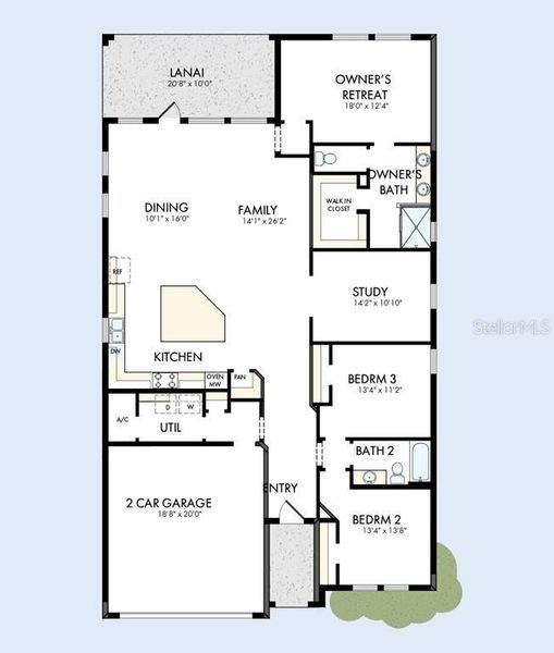 2D floor plan layout of this home in Palmeras at Crossprairie – The Grove Collection, St. Cloud, FL (Image 2). 2D floor plan layout of this home in Palmeras at Crossprairie – The Grove Collection, St. Cloud, FL (Image 2).