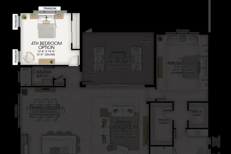 2D floor plan layout for the Kendall by GL Homes in Valencia Del Mar, Boynton Beach, FL (Image 3).